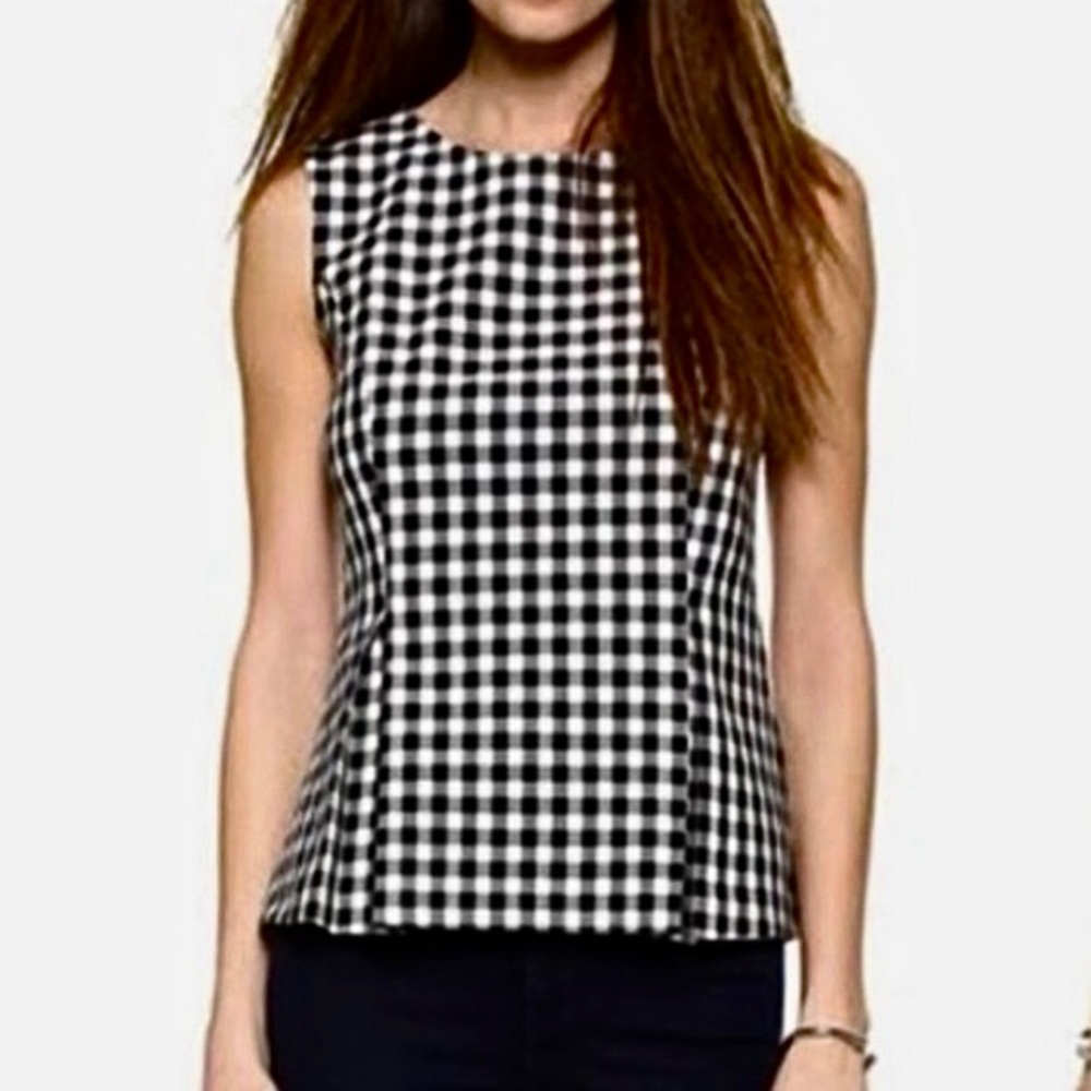Diane Von Furstenberg DVF Mallorie Gingham-Check Peplum Top